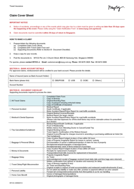 Travel Insurance Claim Cover Sheet