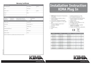 KIMA Plug In Warranty Certificate