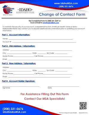 Change of Contact Form