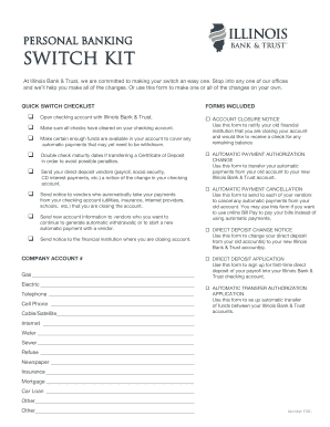 Illinois Bank & Trust Account Switch Kit