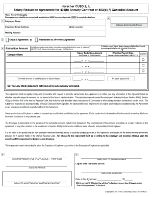 Salary Reduction Agreement for 403(b) Annuity Contract