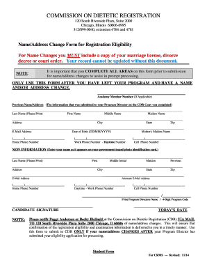 Name/Address Change Form for Registration Eligibility