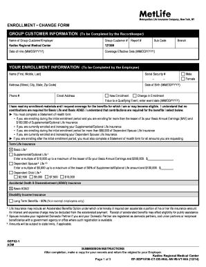 MetLife Employee Enrollment Form