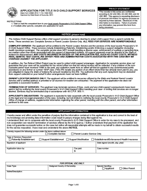 Indiana Title IV-D Child Support Services Application