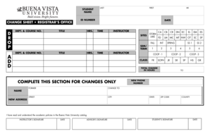 Student Registration Change Sheet