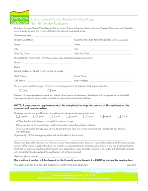 Unincorporated County Residential Bin Service Application