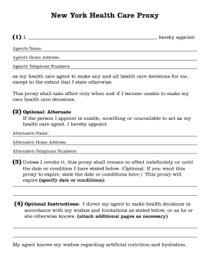 New York Health Care Proxy Form