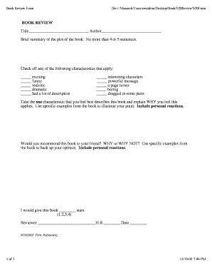 Book Review Form