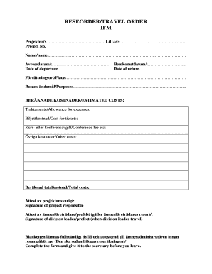 Travel Order Form