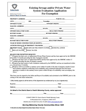 Sewage and Water System Evaluation Application