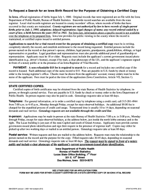Iowa Birth Record Request Form