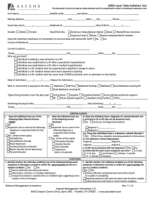 Iowa Level I Data Collection Tool
