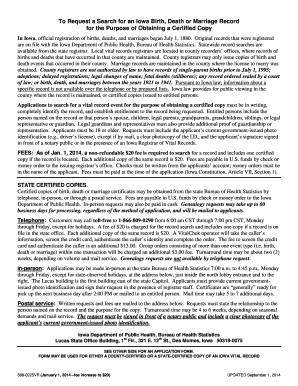 Iowa Vital Record Application Form