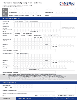 Insurance Account Opening Form - Individual