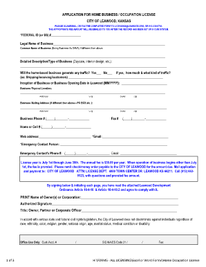 Home Business License Application