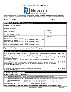 Non-DOT Employment Application