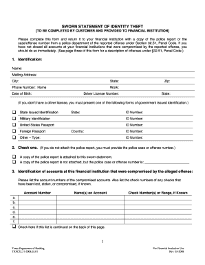 Sworn Statement of Identity Theft