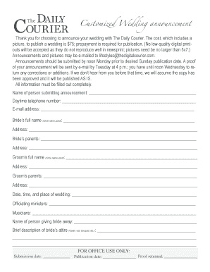 Wedding Announcement Form