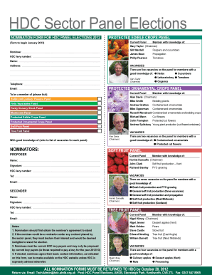 Issue log example - HDC Sector Panel Elections - Horticultural Development Council