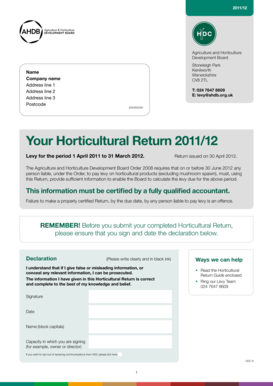 Horticultural Levy Return Form 2011/12