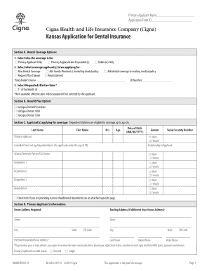 Kansas Dental Insurance Application Form