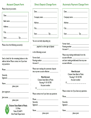 Direct Deposit Change Form