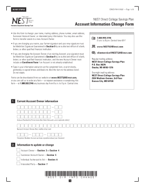 NEST Direct College Savings Plan Account Information Change Form