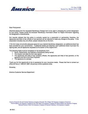 Beneficiary Change Request Form