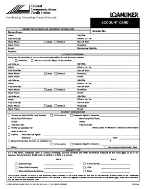 Credit Union Account Application Form