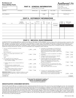 Evidence of Insurability Form