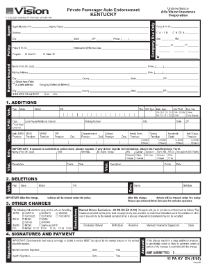 Kentucky Private Passenger Auto Endorsement