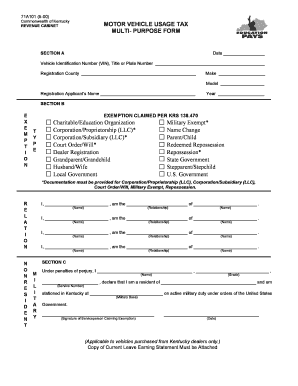 Kentucky Motor Vehicle Usage Tax Form