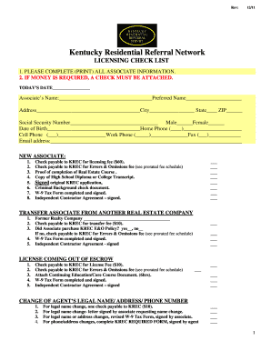 Kentucky Real Estate License Checklist