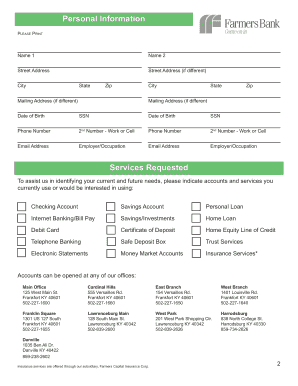 Farmers Bank Account Opening Form