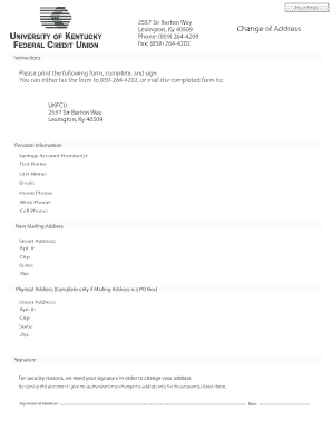 UKFCU Change of Address Form