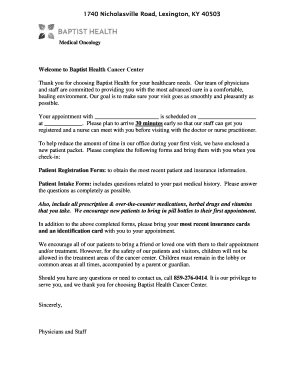 Baptist Health Cancer Center Patient Registration