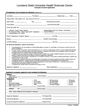 LSUHSC Computer Account Application