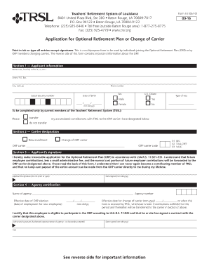 Louisiana Optional Retirement Plan Application