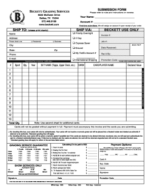 Beckett Grading Services Submission Form