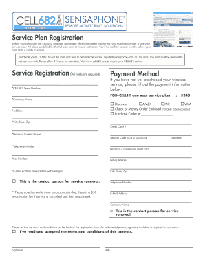 CELL682 Wireless Alarm Service Plan Registration