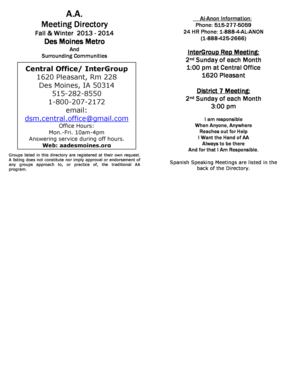 Al-Anon Meeting Directory Form