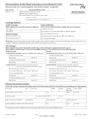 HumanaOne Individual Insurance Enrollment Form