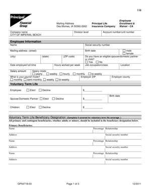 Principal Life Enrollment Waiver - CA