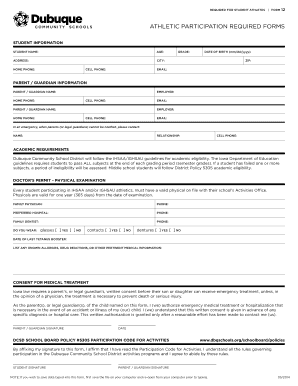 Iowa Student Athlete Participation Form