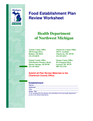 Food Establishment Plan Review Worksheet