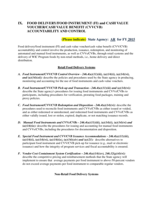 Arkansas WIC Food Delivery Control Form