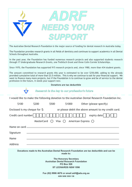 Australian Dental Research Foundation Donation Form
