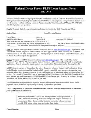 Federal Direct Parent PLUS Loan Request Form