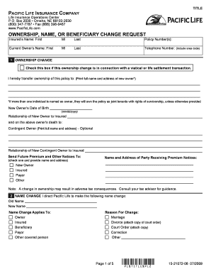 Pacific Life Ownership Name Beneficiary Change Request