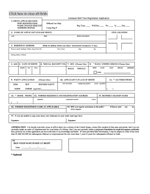 Louisiana Voter Registration Form